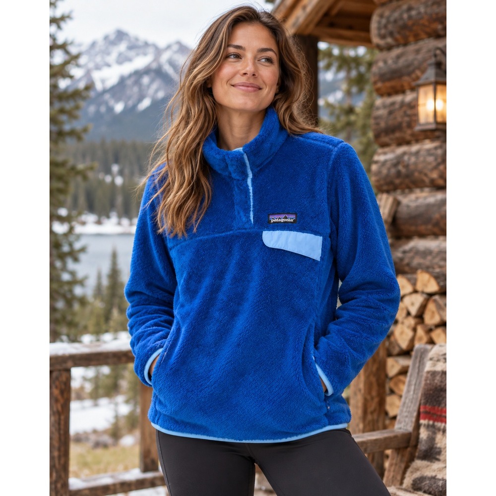 Patagonia Re-Tool Snap-T Pullover Womens S Blue Polartec Thermal Pro Pile Fleece
